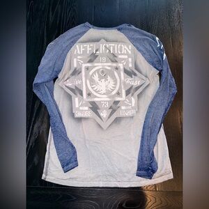 Affliction Men's Long Sleeve Shirt in Blue and Gray